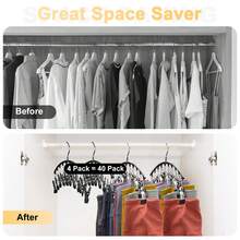 1/2/4pcs Space-Saving Legging Hanger, 10-Clip Pants Organizer, Metal Closet Storage Rack For Yoga Pants, Skirts, Shorts, Wardrobe Hanging Holder - Black - View 4