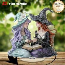 1pc Mysterious 2D Rotating Acrylic Witch Decor Ornament, Suitable For Various Holiday Decorations - Multicolor - View 4