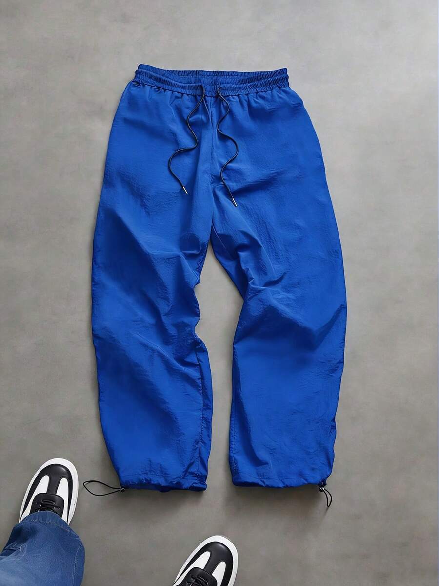Men's Casual Loose Pants With Drawstring Waist And Back Pockets, Suitable For Casual Dates, Daily Walks - Blue - View 1