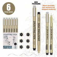 12 pièces/set Stylos feutres noirs multifonctions, set de stylos à pointe ultra-fine, 12 tailles de pointe, idéal pour le dessin détaillé, le croquis, l'écriture, parfait pour les artistes et les passionnés - Pinceau à pointe fine - Voir 14