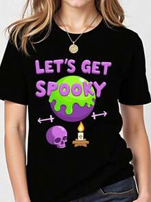 Camiseta divertida de Halloween con diseño escalofriante de calavera y vela perfecta para fiestas temáticas. Disponible en talla S a XL y color negro. Ideal para celebrar en grupo y destacar en eventos nocturnos. Moda de temporada, camiseta estampada, ropa adolescente y adultos, estilo moderno y cómodo, propuesta casual para otoño. Ajuste regular, tejido suave, promoción especial de ropa atrevida,  de moda. - Negro - Ver 1