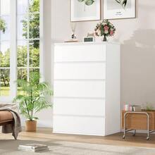 White Dresser, 5 Drawer Dresser Tall White Dresser With Large Storage Space, Modern Storage Chest Of Drawers, 23.6L X 17.6W X 39.1H Inch Storage Organizer Cabinet For Home, White - 白色 - 查看 5