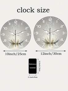 1个10英寸/12英寸圆形灰色莲花简约石英木质挂钟，适用于卧室、客厅、办公室、厨房、浴室，电池供电（不含电池） - 彩色 - 查看 6
