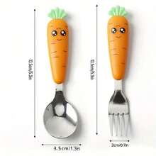 1pc Spoon / 3pcs Set Carrot Shaped Plastic Handle Stainless Steel Spoon Cutlery Set - Multicolor - View 11