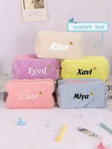 1pc Customizable Plaid Pencil Case With Heat Transfer Printing, Large Capacity, Storage Bag - Suitable For Storing School & Office Supplies, Multifunctional, Spacious, Lightweight, Practical, Foldable, Versatile Fashion, Minimalist, Unisex, Casual, All-Match Style, Clear Customization - Multicolor - View 9