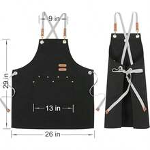 1Pc Chef Aprons For Men Women With Large Pockets, Cotton Canvas Cross Back Adjustable Cooking Kitchen Work Waterproof Bib Apron Black - Black Canvas Apron - View 9