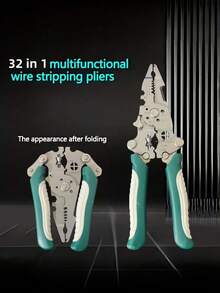 1pc 32-In-1 Multi-Functional Foldable Heavy-Duty Stainless Steel Wire Stripper And Crimping Tool - Electrician's Wire Stripping And Crimping Pliers, Foldable Design, Ergonomic Handle, Pipe Clamp, Cutting And Twisting, Pipe, Crimping, Wire Stripper, Home Improvement, Essential Household Tool, Electrician's Wire Stripper. - Multicolor - View 12