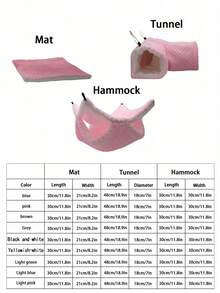 3pcs Sugar Glider Double-Layer Hammock, Ferret Hideaway Tunnel House, Pet Mat Combo Set, Suitable For Small Pets Like Sugar Glider, Hamster, Rabbit