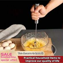 Stainless Steel Egg Beater, Milk Frother, Semi-Automatic Rotary Egg Whisk With Beechwood Handle, Manual Mixer, Durable Semi-Automatic Mixer, Easy Mixing And Whipping For Kitchen Baking - 10 Inch - View 5