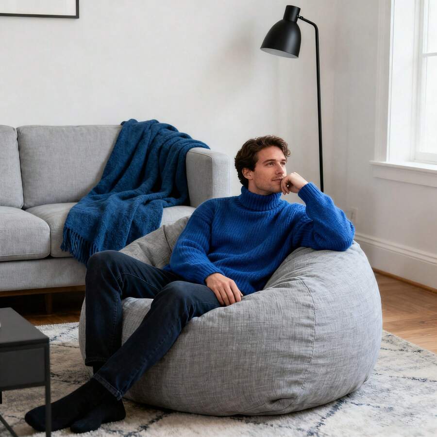 9种颜色可选 | 户外慵懒沙发椅，休闲沙发豆袋套，带侧袋和提手设计，方便收纳小物件，易于携带和放置在沙滩/露台上，让您放松身心，享受阳光