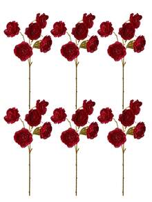 1/3/6pcs Artificial Silk Lotus & Peony Flowers With Long Stems, Suitable For Wedding, Celebration Decor, DIY Floral Arrangement, Home Living Room Bedroom Dining Room Decoration - Red - View 10