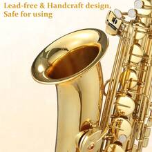 Studyset AS-100 Eb Alto Saxophone,Gold Lacquer Alto Saxophone Full Kit With Cleaning Cloth, Gloves, Brush, Headjoint, Strap, Stand, Tube Case, Beginner Saxophone - Gold - View 6