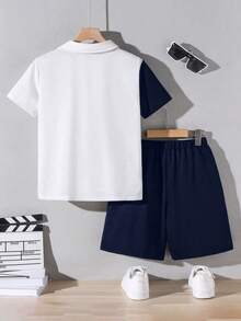 Toddler Boys' Loose Fit Casual Short Sleeve Polo Shirt - White - View 2