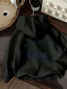 Unisex Sweatshirt, Printed Back, Jacket With Kangaroo Pocket, Drawstring, Hood, Premium Line - Black - View 1