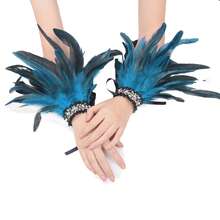 2pcs Halloween Party Performance Feather Wristband Accessories,Handwear Accessory ,Blue Feathers,For Party - Sky Blue - View 8