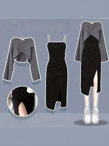 Women Two-Piece Outfits - Grey - View 1