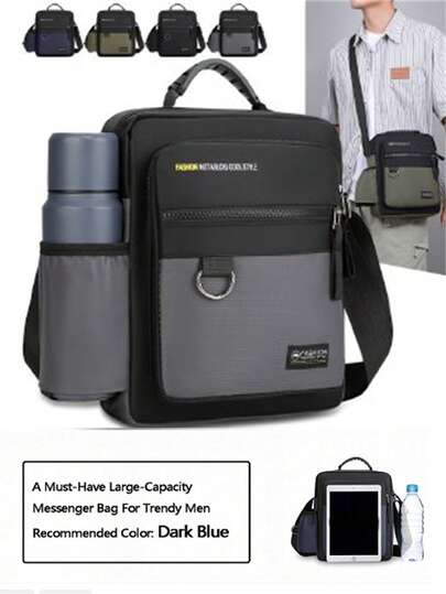 男士拉链手提包，新款时尚斜挎包，可肩背、斜挎或手提，可调节肩带，实用手柄，适合旅行、度假、收纳、携带、运动、单肩包、腰包、骑行包、沙滩包、健身包等多种场合，是送给男士的理想礼物，也适合徒步旅行、学生和户外活动。