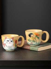 1pc Creative Personalized Ceramic Coffee Mug, Cute & Interesting Ceramic Mug, For Home Use, Party Soda Cup, Afternoon Tea Cup, Office Cup, Unisex Water Cup, Toothbrush Cup, Holiday Gift, School Supplies - Multicolor - View 6