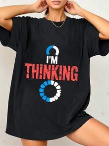 100% Cotton I'm Thinking Funny Positive Thinking O-3 - Black 4 - View 1