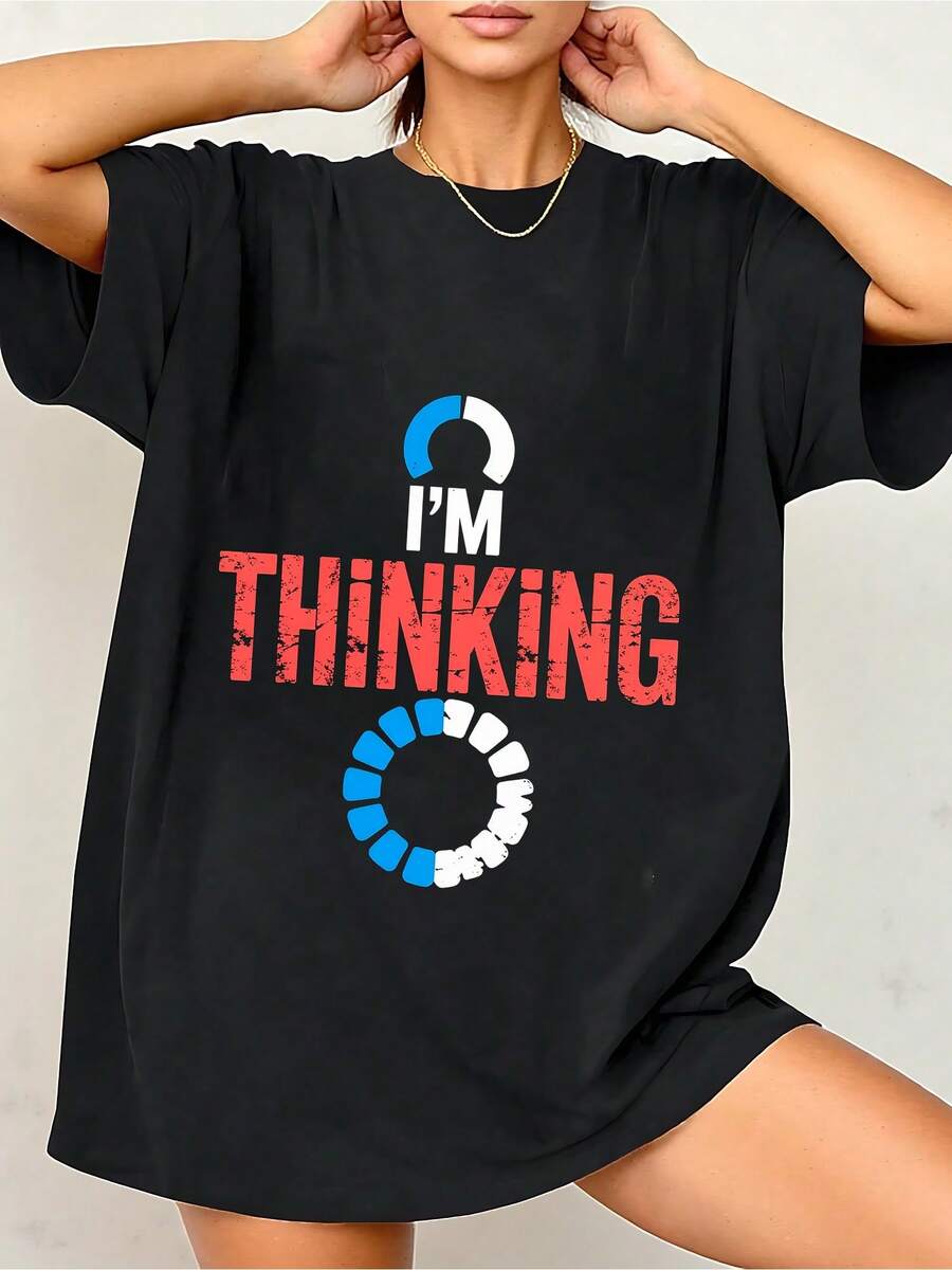 100% Cotton I'm Thinking Funny Positive Thinking O-3 - Black 4 - View 1
