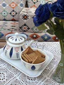 SummitPulse 1个复古郁金香叶珐琅咖啡壶，多功能平底冷水壶，茶壶，奶茶壶，适用于电磁炉或燃气灶加热，家居装饰茶壶，也适合作为节日和生日礼物送给亲朋好友。 - 彩色 - 查看 10