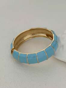1pc Alloy Bohemian Minimalist Enamel-Look Colorful Bangle Bracelet, Suitable For Women's Daily Commute, Gathering With Friends, Romantic Festivals, Street Photography, Fashion Shows (The Texture And Color Of The Bracelet May Differ From The Actual Product) - Multicolor - View 13