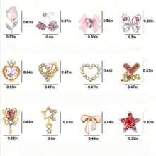 22 قطعة من الزينة المعدنية لفن الأظافر بالراين ستون، قلب ثلاثي الأبعاد، نجمة، فيونكة، كرز، لوازم فن الأظافر المجوهرات اللامعة - متعدد الألوان - مشاهدة 3