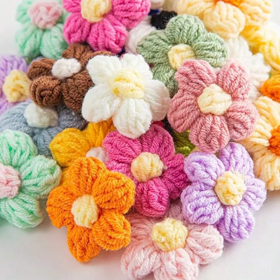 20 piezas Apliques de flores de ganchillo - Capullos de flores tejidas a mano, multicolor, flores de hilo DIY para accesorios de ropa, adecuadas para manualidades DIY, diademas, sombreros y decoraciones de prendas, suministros de ganchillo, accesorios de costura, bordado, suaves y exquisitas, perfectas para accesorios de ropa, suministros de bordado, accesorios de ganchillo, manualidades para adultos, proyectos caseros, decoraciones de suéter, regalos personalizados, regalos para la abuela, regalos hechos a mano - Multicolor - Ver 1