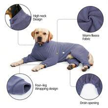 Dog Winter Coat, Dog Four-Leg Jumpsuit, Soft Dog Winter Clothes, Warm Sweatshirt Jacket Pet Apparel, Stretchy Soft Jumpsuit Suitable For Medium To Large Dogs - Multicolor - View 5