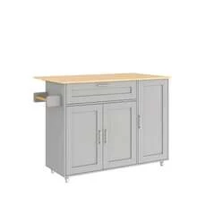 Large Mobile Kitchen Table (L 132.5 X W 44(70) X H 90 Cm), Folding Worktop, Oak Finish, Multifunctional Unit With Spice Rack And Towel Rack, 5 Casters, Ideal For The Kitchen, Dining Room Or Home. - Grey - View 6