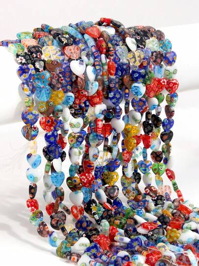 12mm X 12mm Colorful Glass Peach Heart Beads Jewelry Making Materials - For DIY Bracelets, Necklaces, Phone Chains And Other Crafts, Valentine''s Day Love Heart Spacer Beads