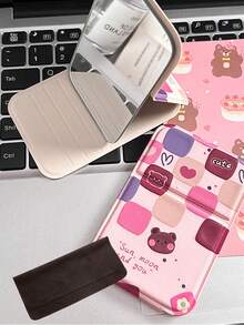 2 Stücke - Süßer Bär faltbarer Make-up Spiegel, kompakter tragbarer Mini Make-up Spiegel, Reise- und Camping-Essentiell für Frauen, perfektes Urlaubsgeschenk - Verschiedenfarbig - Übersicht 5