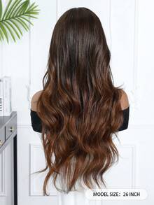 Peruca Sintética Longa e Encaracolada Ombré Marrom de 26 Polegadas, Peruca Marrom Natural Feminina, Peruca Sintética Resistente ao Calor com Repartição Central, Peruca de Moda de Inverno, Peruca de Fantasia para Carnaval, Música e Festivais, Presente para Meninas, Presente de Formatura de Verão, Presente Pronto, Presente de Halloween e Natal