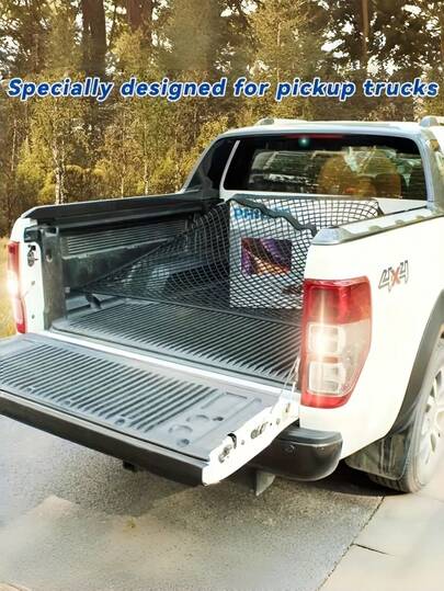 1pc Multi-Color Heavy Duty Elastic Truck Bed Net | High Elasticity, Secure Fastening, Polyester Blended, Universal Fit, Easy Installation, Cargo And Luggage Organizer Net
