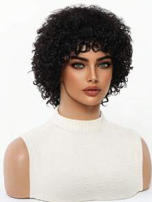 6英寸短卷发假发，混纺假发，轻盈百搭的普通非洲假发，适合日常、派对、节日和角色扮演，女士发型假发