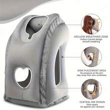 Ergonomic Inflatable Travel Pillow For Sleeping - Premium Flocked Fabric, Neck/Head/Lumbar Support, With Drawstring Bag, Portable, Ideal For Airplanes, Cars, Buses & Office Use - Multi-purpose travel pillow - 查看 11