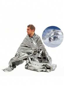 1/4/10 件装 51 英寸 x 82 英寸应急保暖毯，适用于急救包，轻便防水，用于自然灾害，保持体温，聚酯反光箔毯，适用于露营、徒步旅行、户外活动，防风防雨，可用作应急避难所和地垫 - 不含镁棒/打火石，户外露营配件，户外急救毯，户外露营和徒步旅行装备，户外生存用品，户外运动配件 - 彩色 - 查看 5