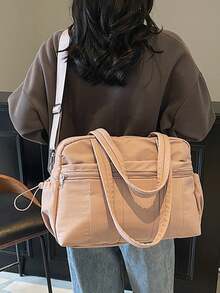 大容量、无底、简约风格尼龙材质、轻便、手提行李包、多口袋、拉链、干湿分离层、健身、上学、旅行、休闲旅行包、过夜包、耐用旅行收纳包、邮轮必备、中性色、度假必备、瑜伽包、旅行包