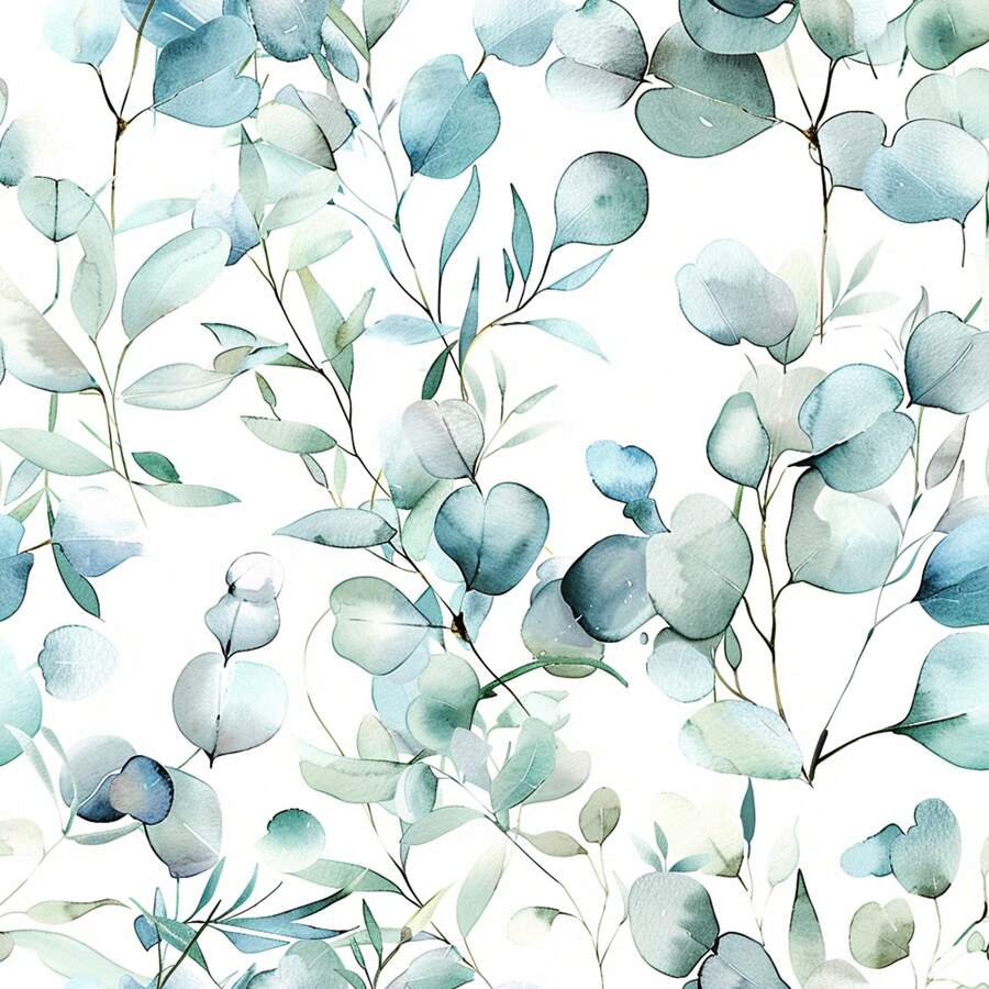 1 Rolo de Papel de Parede Autoadesivo com Estampa de Folhas de Eucalipto em Azul Menta, 44 x 1000 cm (17,32 x 393,70 polegadas), Impermeável, Fácil de Aplicar, Removível, Decoração para Casa, Estilo Boêmio Minimalista, Adesivo de Vinil para Parede, Fácil de Instalar, Ideal para Cozinha, Sala de Estar, Quarto, Banheiro, Sala de Jantar, Escritório, Escola, Armários, Mesas e Renovação de Móveis. - Azul Menta - Ver 1