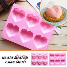 Valentine's Day 6-Cavity 3D Heart Diamond Rectangular Silicone Mold - Baking Craft DIY Tool - Multicolor - View 1