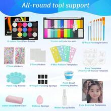 Face Painting Kit, Activated Face Paint Makeup Set, Includes 18 Color+15 Color Face Paint Makeup Palette And Multiple Makeup Tools. Halloween, Cosplay Makeup. - Default - View 3