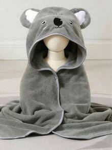 1pc Cute Cartoon Animal Hooded Bath Towel, Coral Fleece Soft & Skin-Friendly, Absorbent & Quick Dry Bathrobe Cloak Wrap Towel, Suitable For Swimming & Bathing - Various - View 15