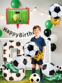 5pcs/Set Football Party Balloon Set, Includes Football Field, Football Shoes And Football Cup Foil Balloons, Suitable For Football Matches, Birthday Party Decorations, Football Theme Parties, Home Decor, Sports Theme Events, Sports Decorations, Football Indoor And Outdoor Atmosphere Photography Props, Sports Competition Celebration Parties - Multicolor - View 3