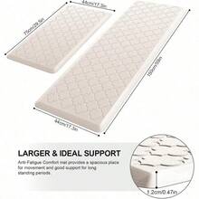 &Kisfam Juego de 2 Tapete para Cocina Antifatiga y Acolchonados con Base Antideslizante Estriada Alfombras Impermeables y Ergonómicas para Estar de Pie Tapete Baño 44x75cm + 44x150cm Beige - Beis - Ver 4