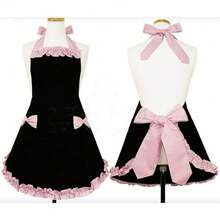 Cute Fashion Apron For Women Girls Waitress Kitchen Cooking Baking Chef Bib Apron Dress Home Restaurant - 1pc Black - View 3