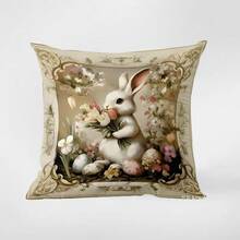 Bộ 4 vỏ gối nhung in hình thỏ Phục Sinh và trứng dễ thương, dùng trang trí phòng ngủ, sofa, nhà cửa (không bao gồm ruột gối). - Nhiều màu - Xem 13