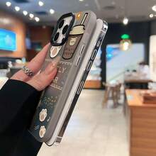 Estuche para teléfono con taza de café de oso encantador Compatible con estuches para teléfonos   17  16 Pro Max  15 Pro Max  13 y  12 Hecho de material de TPU que brinda protección contra golpes y caídas Un gran regalo para familiares, amigos, seres queridos, novios / novias y para Navidad - Negro - Ver 6
