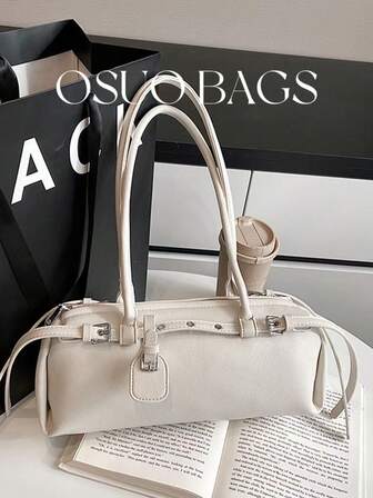 1pc New Spring Fashion PU Commuter Bag, Elegant Minimalist Solid Color Retro Shoulder/Underarm Bag For Women