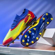 Zapatos de Fútbol Profesional Serie Dark Demon 6 Zapatos de Entrenamiento y Competición con Tacos Serie para Adultos y Jóvenes Hombres AG Zapatos con Tacos Antideslizantes - Azul zafiro blanco - Ver 3