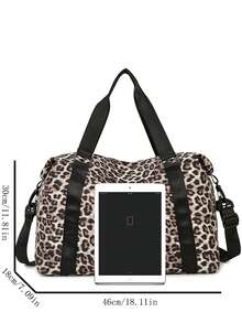 可折叠大容量超轻便携行李袋，涤纶撞色时尚高端旅行包/手提包/过夜包/随身包，夏季度假必备旅行用品/旅行必备收纳袋/夏季旅行配件 - 棕色 - 查看 11